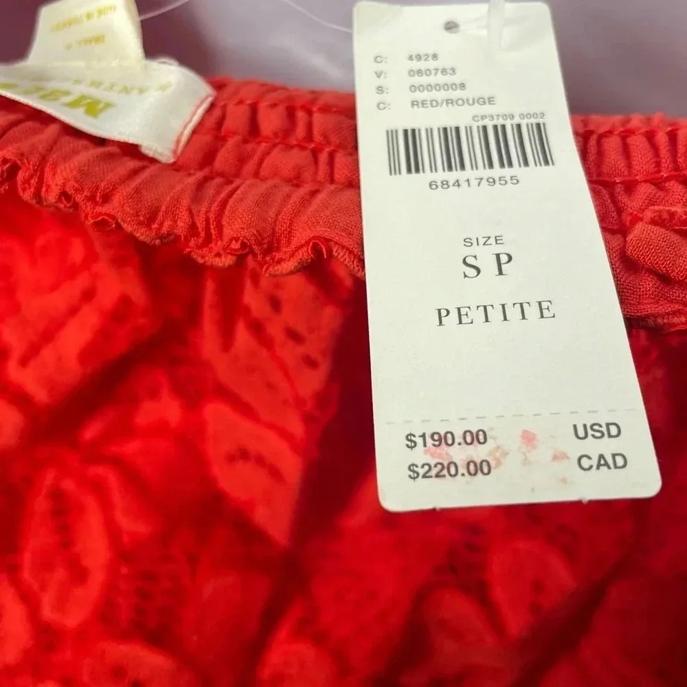 Anthropologie x Maeve Strapless Mini Lace Tiered Dress Red Small Petite‎ NWT - Picture 2 of 4